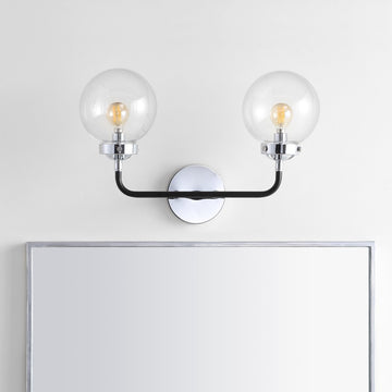 Caleb Brass Vanity Wall Sconce Clear